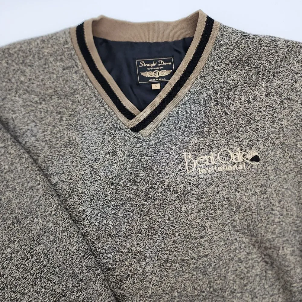 Straight Down Men's Black‎ Beige Sleeveless Golf Sweater  Size L Made USA
